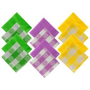 Gold Coast 12-Piece Daisies & Stripes Cotton Waffle Weave Dishcloth Set